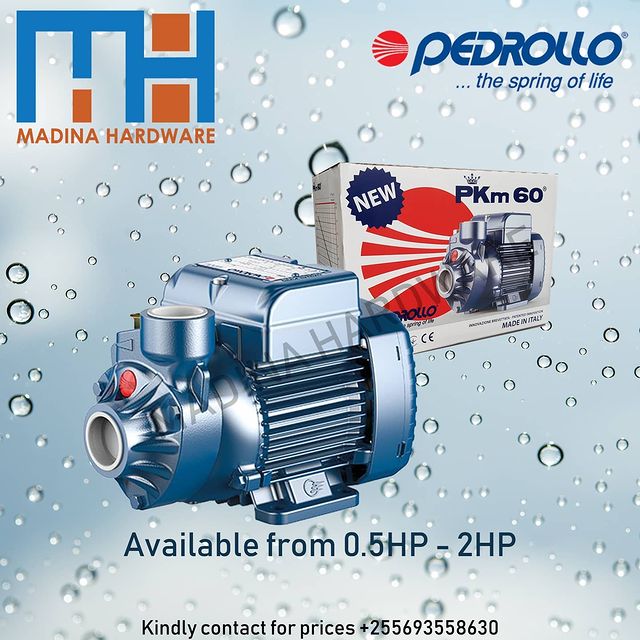 Takeer - PEDROLLO WATER PUMPS
ORIGINAL - MADE IN ITALY
AVAILABLE FROM 0.5HP ONWARDS
Get quality products at affordable prices only at Madina Hardware.
For i...