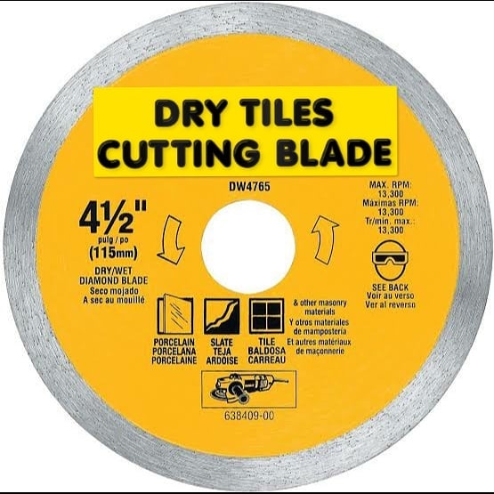 Takeer - Dry Tile Cutting Blade. Disk ya kukatia marumaru/tiles/ceramic.
Size: 4" // 4.5" // 7" // 9
Size zote zipoo!! Karibuni sanaa!!
                   