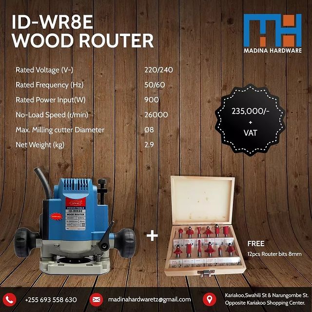 Takeer - OFFER OFFER OFFER!

BUY THIS IDEAL ROUTER AND GET 12PCS ROUTER BITS FREE!

ONLY FOR 235,000/- + VAT

GRAB YOURS NOW!

Kindly feel free to contact u...