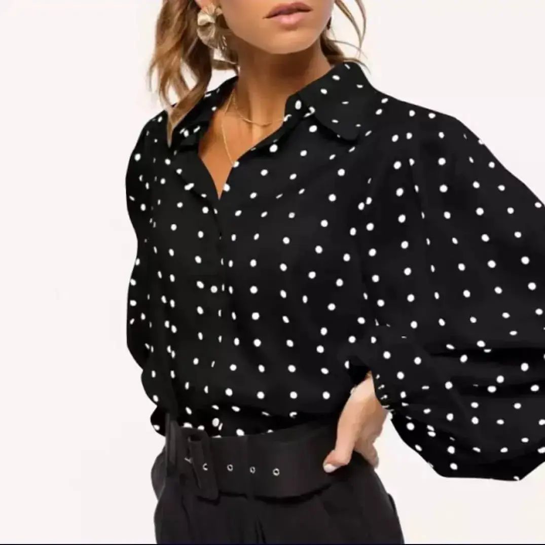 Takeer - Polka dot blouse available 
Black:M,XL,2XL
White:L,XL,2XL
Price:Tsh 28,000