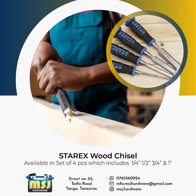 Takeer - STAREX chisel zinapatika kwa seti yenye pcs 4 - 1/4", 1/2", 3/4" na 1" 
Karibu MSJ HARDWARE, kwa maeleza zaidi piga Simu - .
.
.
.
.
.
.
.
.
.
.
.
...