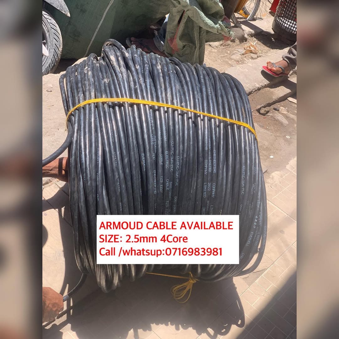 Takeer - ARMOUD CABLE AVAILABLE 

2.5mm x 4 Core

PURE COPPER 
FULL WIDTH / FULL LENGTH 
NUNUQ KILICHO BORA KWA BEI NAFUU

KWA MAWASILIANO / FOR ENQUARIES

...