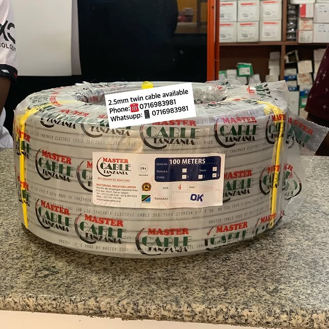 Takeer - TWIN CABLE AVAILABLE 

-MCL
-2.5mm
-TWIN

KWA MAWASILIANO / FOR ENQUARIES

CALL:☎️WHATSUP:
TUNAPATIKANA KARIAKOO MTAA WA NARUNG'OMBE NA GOGO 

🚚🚚...