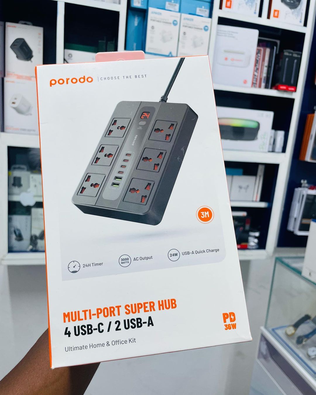 Takeer - Porodo Multi-Port Super Hub
4 usb-C & 2 usb-A

🚨universal sockets
🚨built in safeguard 
🚨over-heating protection 
🚨LED display

Price: 120k 

Ca...