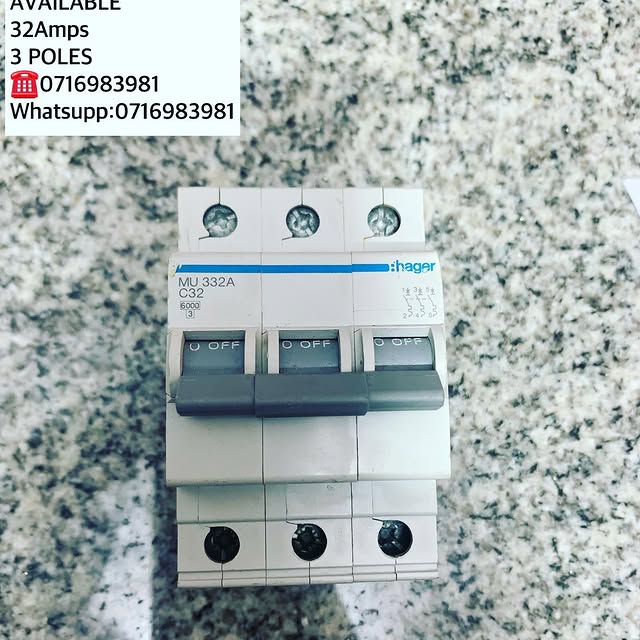 Takeer - MCCB AVAILABLE 

HAGER 
32Amps
3 POLES 

KWA MAWASILIANO / FOR ENQUIRERS 

CALL:☎️Whatsupp:
TUNAPATIKANA KARIAKOO MTAA WA NARUNG'OMBE NA GOGO 

 
 
