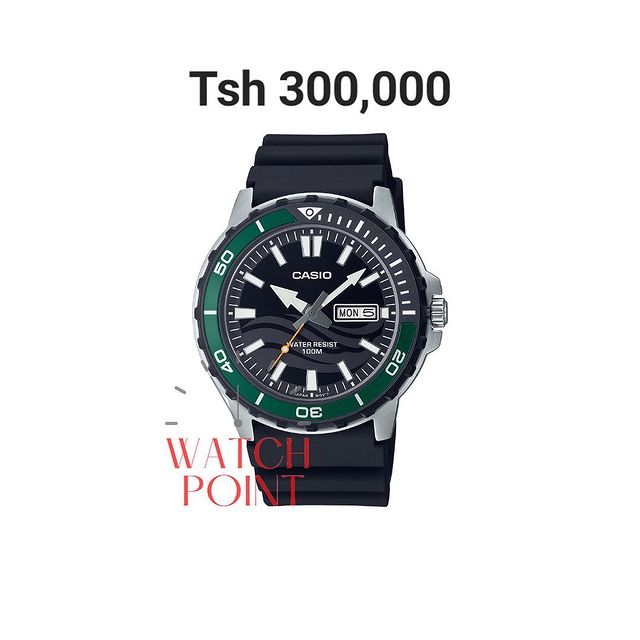 Takeer - Casio 
Tsh 350,000
Original By Casio - 2 Years international Warranty

• Resin Band
• 100-meter water resistance
• Mineral Glass
• Anti-reverse Bez...