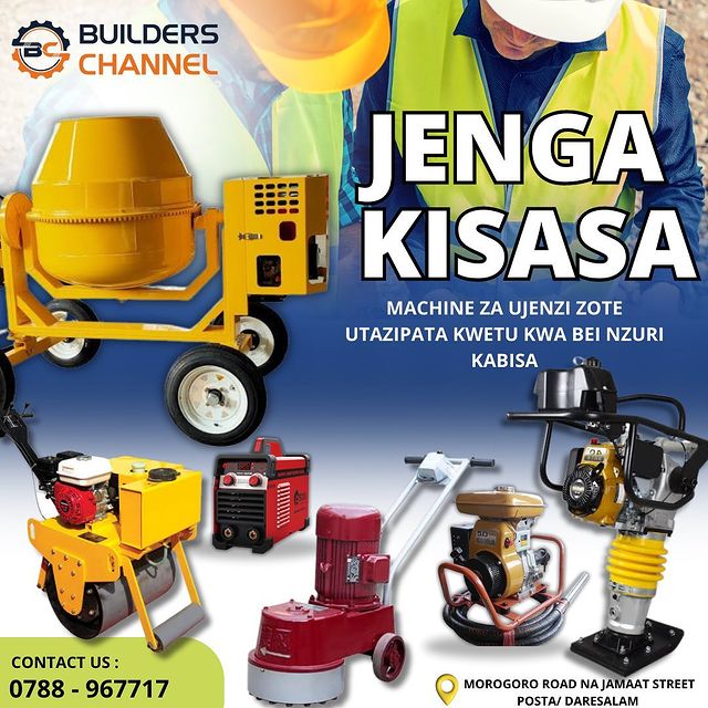 Takeer - Machine za ujenzi zote utazipata kwetu kwa bei nzuri kabisa 

▪️Concrete mixer lita 250/350/500
▫️Tamping Rammer robin/easypower
▪️Plate compactor ...