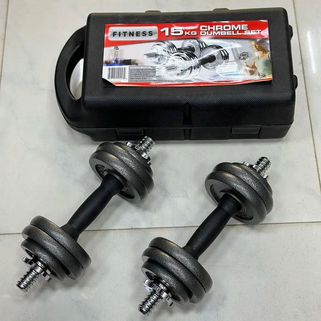 Takeer - Cast Iron Dumbbell Set 15kg, 20kg, 30kg

Unaweza kufanya mazoezi ya mikono(Biceps & Triceps), , mabega(Shoulder), na mgongo(Back). (Na ni  Adjustab...