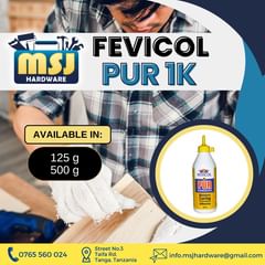 Takeer - FEVICOL PUR 1K

Available in:
• 125 g
• 500 g

Contact MSJ:
☎ 📍 Street No.3, Taifa Rd, Tanga, Tanzania

      