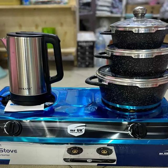 Takeer - Tsh 195,000/Full set  Kuanzia  sufuria, kettle na jiko la gas plate 2

#