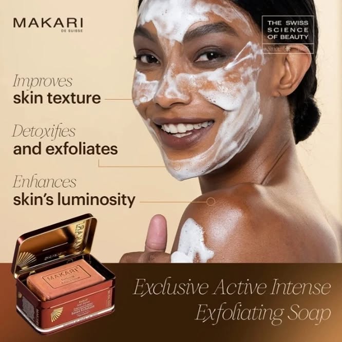 Takeer - MAKARI EXCLUSIVE EXFOLIATING SOAP

✅INABORESHA SKIN TEXTURE

✅INAONDOA SUMU NA KUONDOA NGOZI ILIYOKUFA

✅INANG'ARISHA NGOZI

✅INASAIDIA KUFIFISHA N...