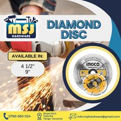 Takeer - DIAMOND DISK

Available in:
• 4 1/2"
• 9"

Contact MSJ:
☎ 📍Street No. 3, Taifa Rd, Tanga, Tanzania

      