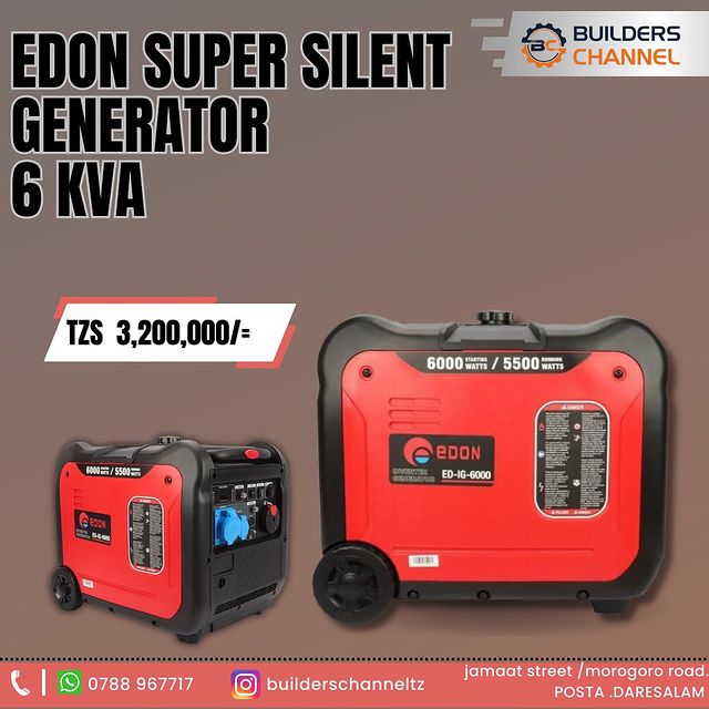 Takeer - Generator ya KVA 6 SUPER SILENT zipo kwetu 

Hii haina kelele kabisa kama tulivyozoea.. 

Karibu tupigie simu 