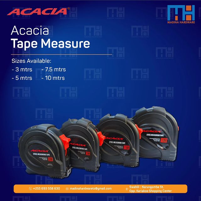 Takeer - ACACIA TAPE MEASURE
3m
5m
7.5m
10m

High Quality

Available Wholesale and Retail

Kindly feel free to contact us regarding any other items that you...