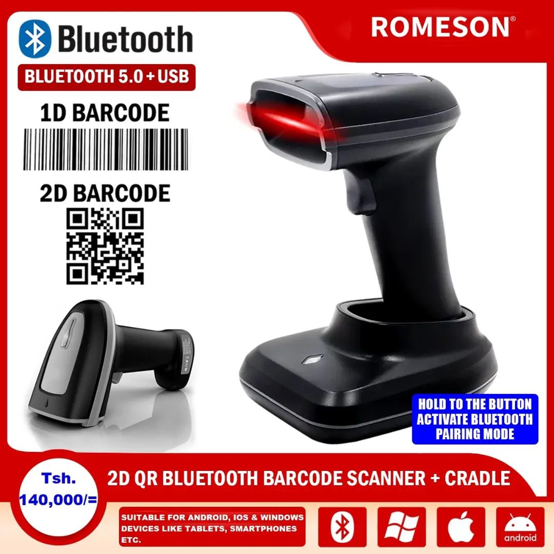 Takeer - Bluetooth Barcode Scanner in our stock for Tsh.140,000/= only 

SPECIFICATIONS
🔷️Type: Barcode Scanner
🔷️ Scan Element Type: CMOS
🔷️ Colour D...