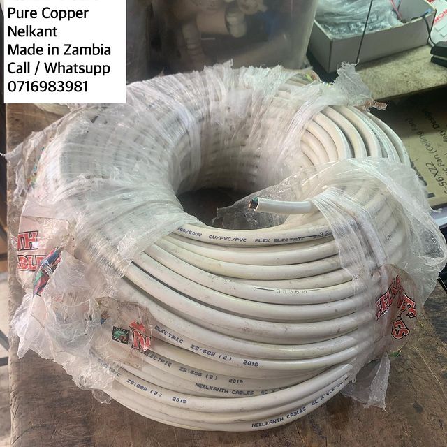 Takeer - FLEXIBLE CABLE AVAILABLE 

2.5mm

4 Core

Pure Copper 

NZITO / IMESHIBA NA INAUJAZO MKUBWA

NELKANT MADE IN ZAMBIA

KWA MAWASILIANO / FOR ENQUIRER...