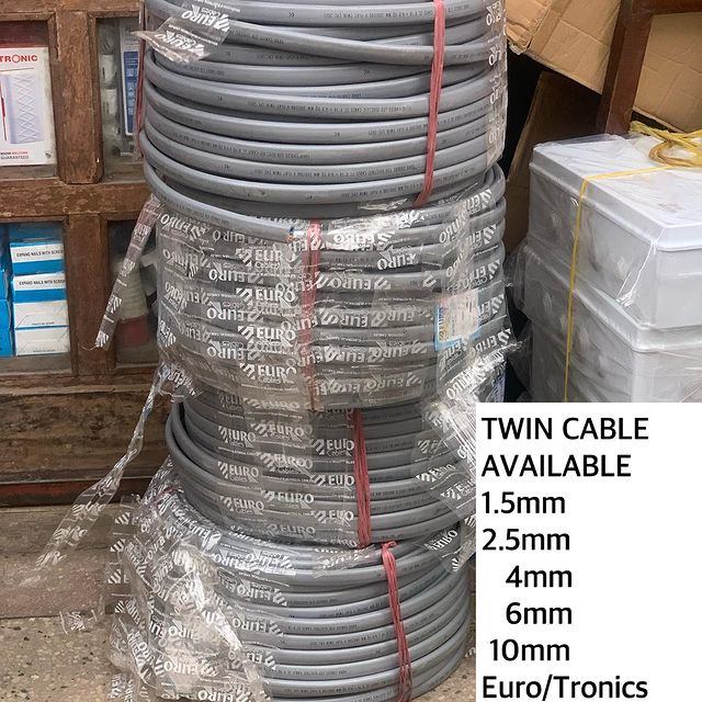 Takeer - TWIN CABLE AVAILABLE 

1.5mm 
2.5mm
  4mm
  6mm
 10mm
16mm

EURO / TRONICS 

KWA MAWASILIANO / FOR ENQUIRERS 

CALL/Whatsupp: 
TUNAPATIKANA KARIAKO...