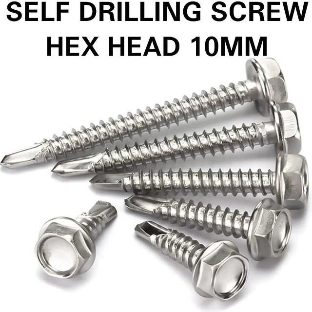 Takeer - SELF DRILLING SCREW HEX HEAD 10MM 1, 1.5, 2, 2.5, 3, 4 INCH