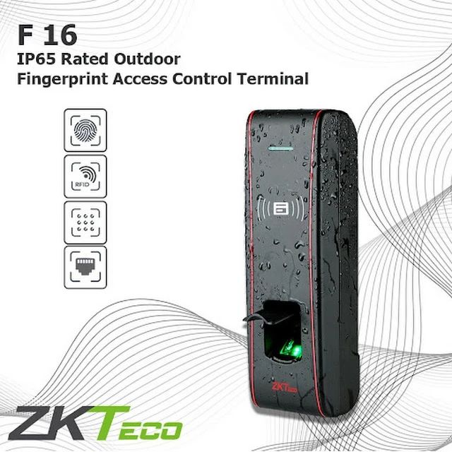 Takeer - ZKTeco F16 is a fingerpring access control terminal with an intergrated proximity reader (EM). It is IP65 rated which enables it to be resistant fr...