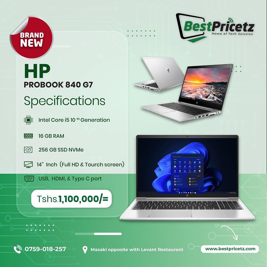 Takeer - 💥Brand New Hp Elitebook 840 G7 & G8💥
▪️Touch screen and Non-Touchscreen 
▪️10th and 11th Generation 
▪️Intel core i5 Full box Package 📦🔥

✅Bran...