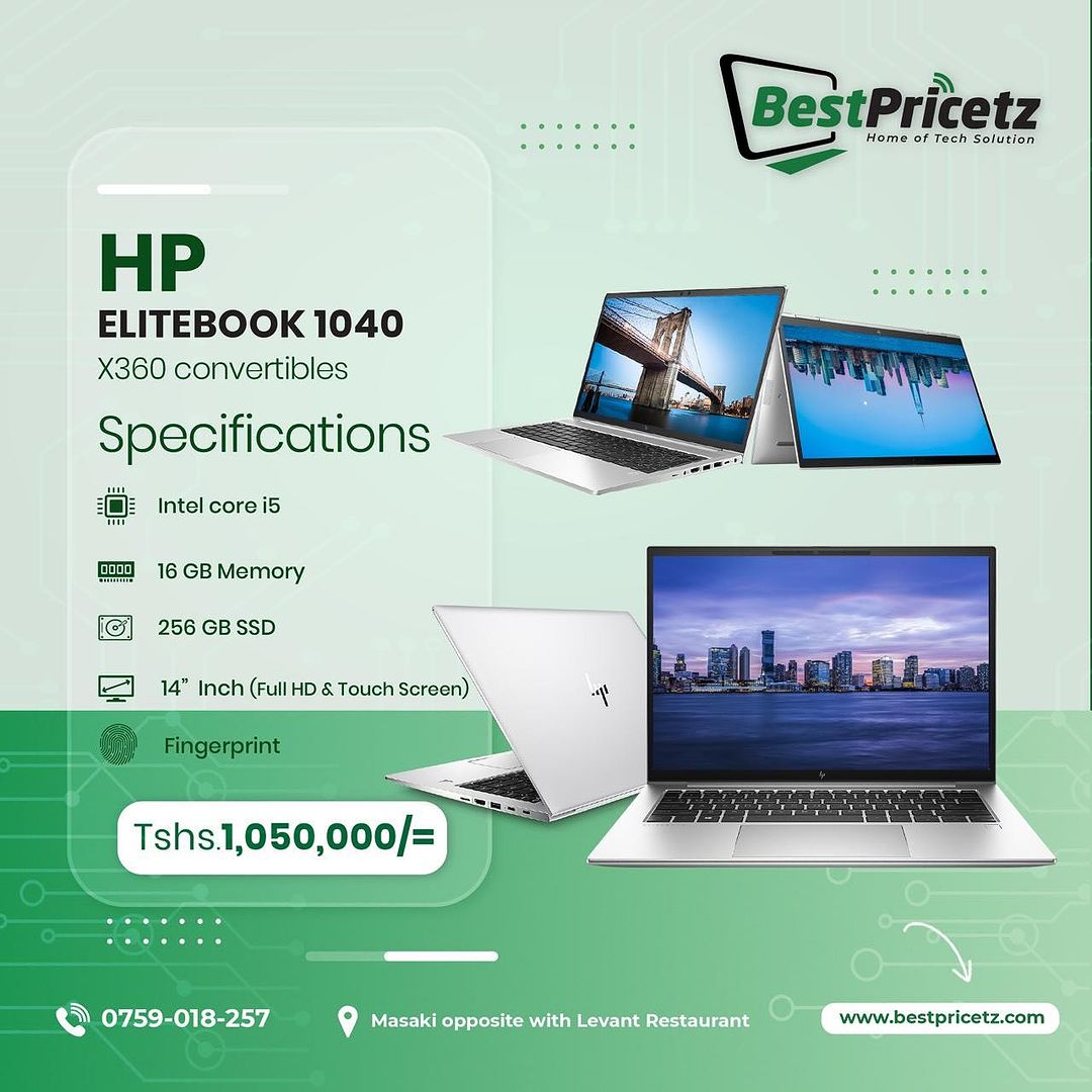 Takeer - Look at this😋A Classic Laptop, Portable, Simple and Slim Design💻This is the Hp Elitebook 1040 G5
▪️For Tsh: 1,050,000 only🤗
✅ x360 with Touch sc...