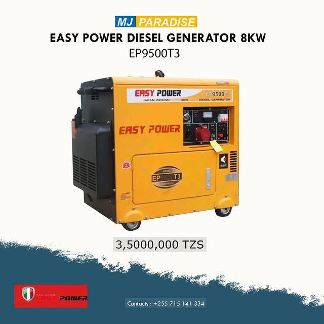 Takeer - FULL IN STOCK ‼️

EASY POWER DIESEL GENERATOR 8KW Available 

Contact Us : 
Gerezani Mtaa wa Congo Na Kiungani.

    