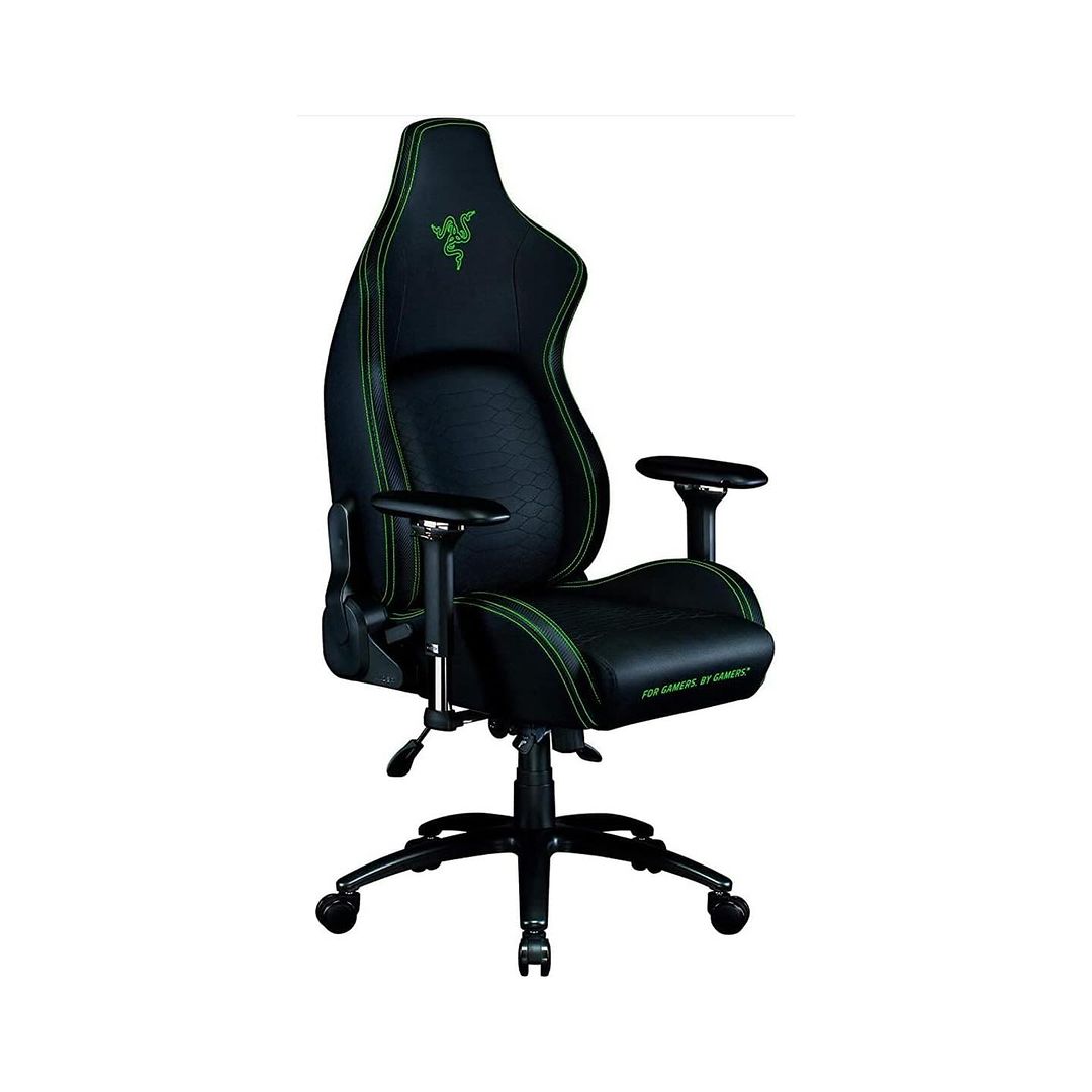 Takeer - Razer Iskur Gaming Chair with Built-in Lumbar Support Ergonomic Lumbar Support System 4D Armrests Memory Foam Head Cushion PVC Leather - Black and ...