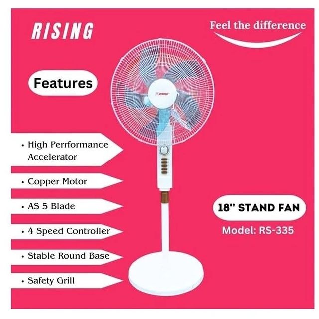 Takeer - Rising stand fan
Size 18

Bei ni 85,000 

Piga/Whatsapp Kwa  Dar around town free delivery 
Malipo ni baada ya kupokea  mzigo  wako