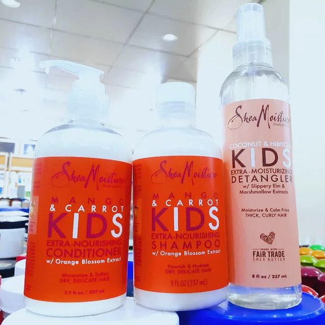 Takeer - Shea moisture hair products 
This is for kids 
*kids shampoo
*kids conditioner 
*kids detangler (spray)
Available now...
