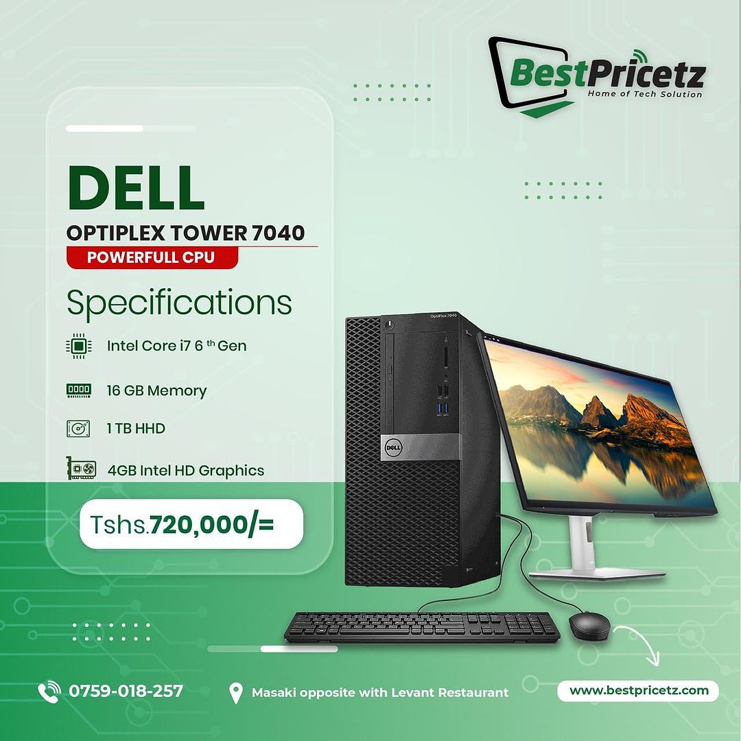 Takeer - Dell Optiplex Series💥, The powerfully Tower CPU, A Complete Desktop set, Intel Core i7,i5 and i3 with Monitors,keyboard and mouse🖥️, Available no...