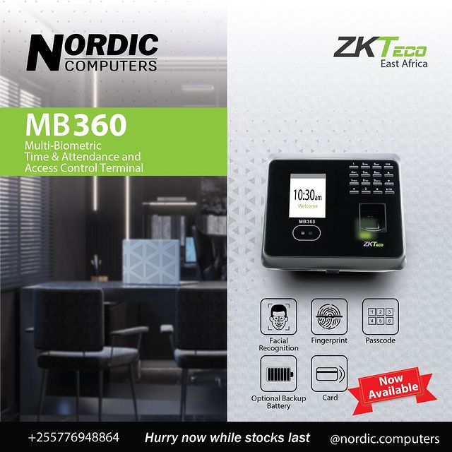 Takeer - MB360 with in-built battery and face, fingerprint, passcode and card - now available from Nordic. The ZKteco MB360 work with ZKteco BioTime and Nor...