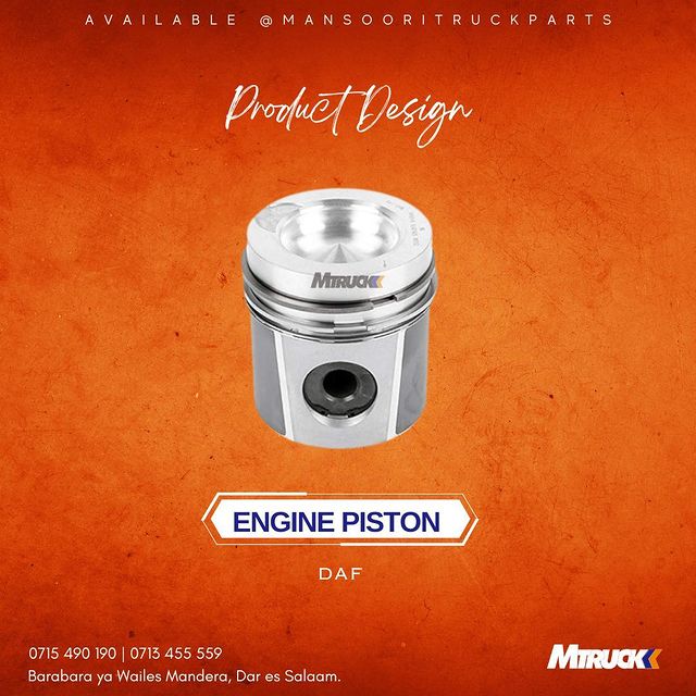 Takeer - PRODUCT NAME : ENGINE PISTON

BRAND : DAF

_______

AVAIALBLE 

📍: BARABARA YA WAILES MANDERA, DAR ES SALAAM
📞 : 