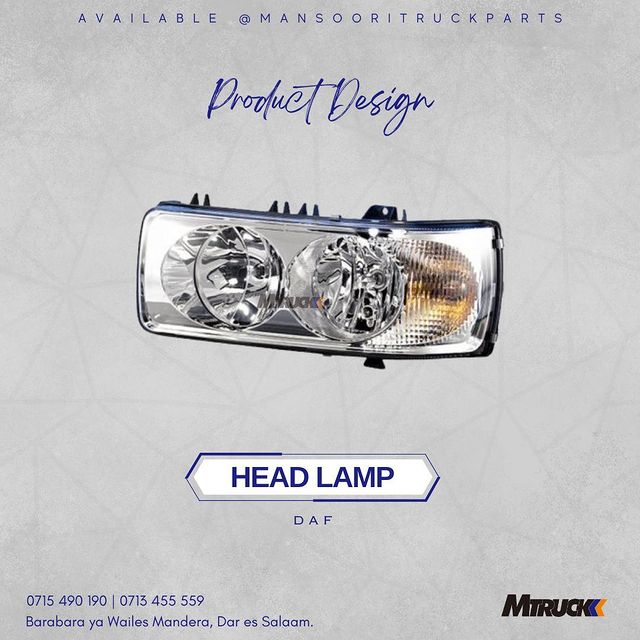 Takeer - PRODUCT NAME : HEAD LAMP 

BRAND : DAF
_______

AVAIALBLE 

📍: BARABARA YA WAILES MANDERA, DAR ES SALAAM
📞 : 