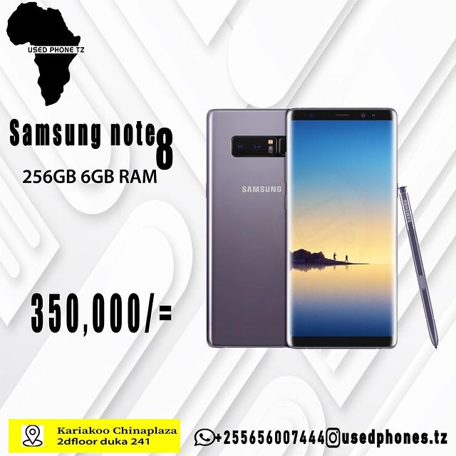 Takeer - Samsung note 8
350,000/-
256| 6 gb 

I year warrant 
Clean condition ( hazina ata mchubuko)
Duos(2sim)

Tupo kariakoo jengo la china plaza 
Floor y...