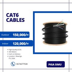 Takeer - Offer Offer!
Cat6 Networking Cables zipo
Outdoor(Black) bei ni 150,000
Indoor (Blue) bei ni 120,000

Karibuni sana

Tupo Mwenge, ITV, dsm
Call/What...