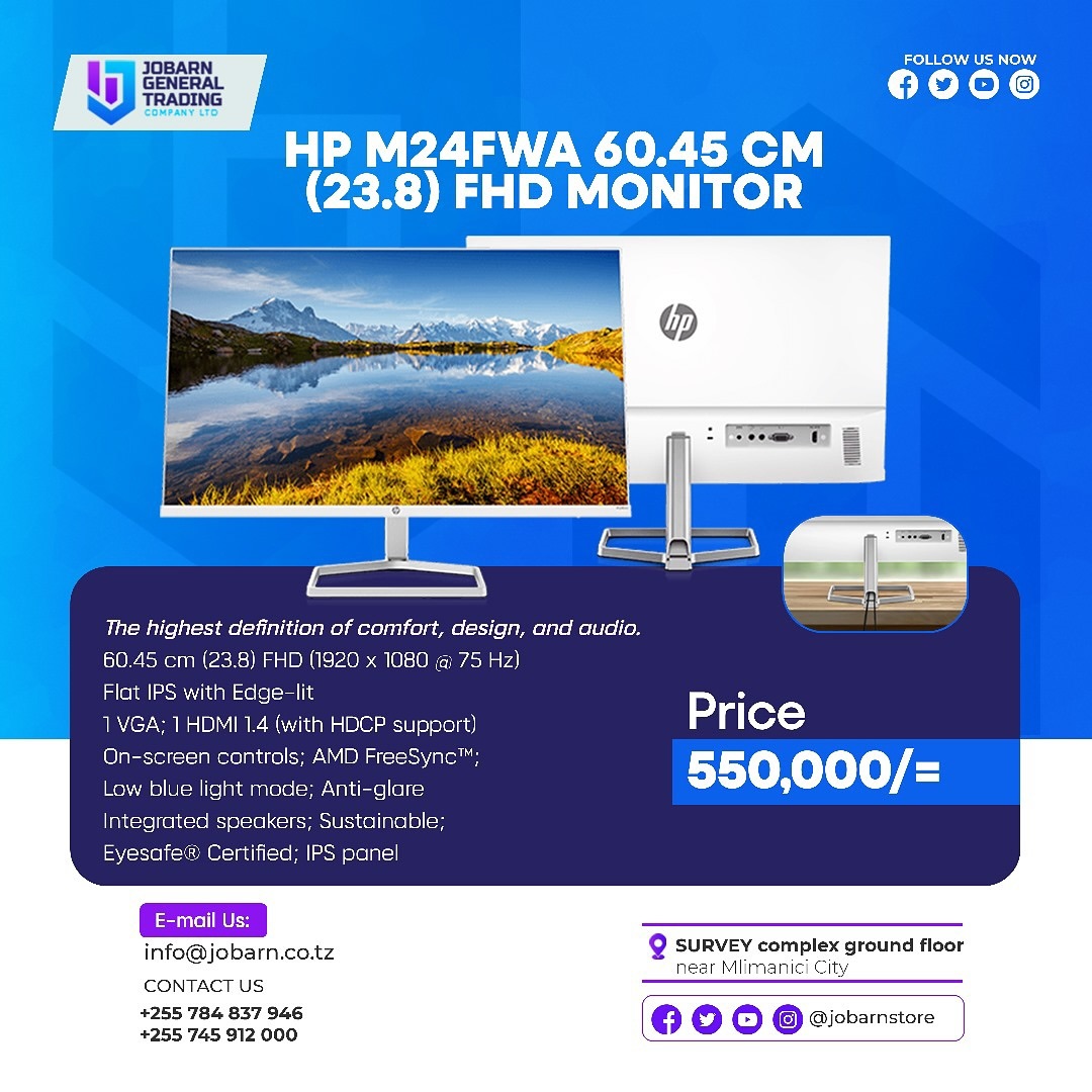 Takeer - HP M24fwa Diagonal FHD Monitor Available!

Tunapatikana Mlimani city,Survey!
☎️Call or watsp us through 
