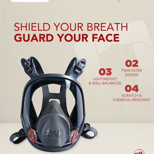 Takeer - Shield your breath, guard your face with the 3M Full Face Respirator. Designed for ultimate protection, it features a twin filter system, lightweig...