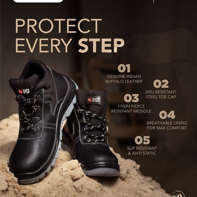 Takeer - Atom Safety Shoes are made from genuine Indian buffalo leather. It is equipped with a 200J resistant steel toe cap, 1100N pierce-resistant midsole,...