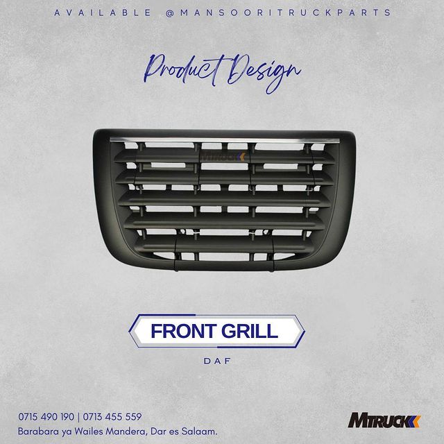 Takeer - PRODUCT NAME : FRONT GRILL 

BRAND : DAF

_______

AVAIALBLE 

📍: BARABARA YA WAILES MANDERA, DAR ES SALAAM
📞 : 