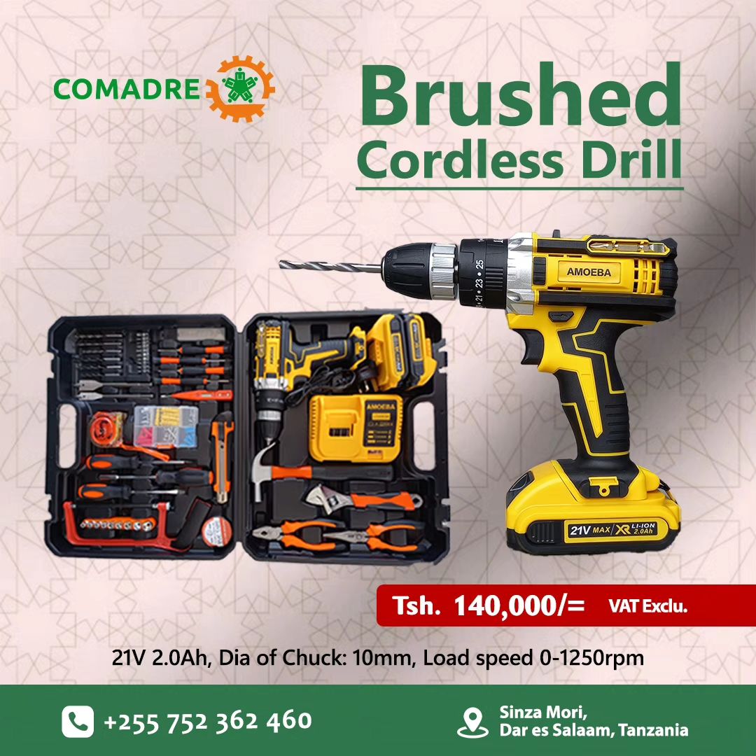 Takeer - Brushed Cordless Drill - Rechargeable Drill 

Price: Tsh. 140,000/= VAT Excl.

Order now : 
For information regarding others please visit and  Foll...