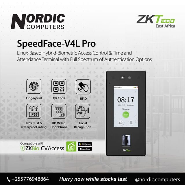 Takeer - Another amazing new Hybrid Access and Time&Attend terminal from ZKteco. IP65 approved and fully integrated to CVAccess, only from Nordic. Karibu