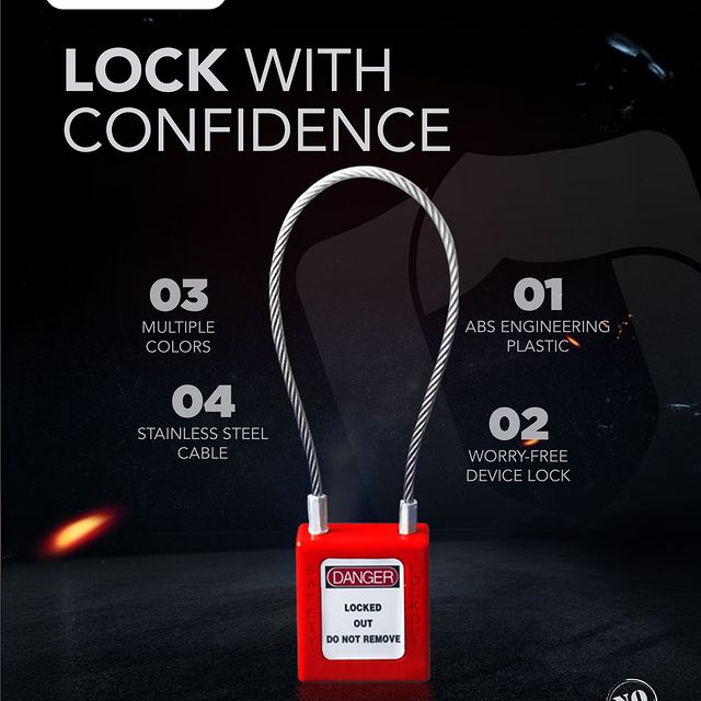 Takeer - Lock with confidence with the CABLE LOTO PADLOCK. Available in multiple colors, featuring a stainless steel cable and ABS engineering plastic for a...