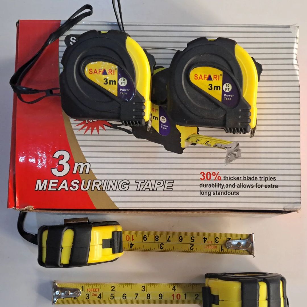 Takeer - MEASUREING TAPE DIFFRENT BRAND AND SIZES AVAILABLE

SAFARI BRAND 3M 120PCS IN THE CTN.

SAFARI BRAND 5M 120PCS IN THE CTN.

SAFARI BRAND 7.5M 60PCS...