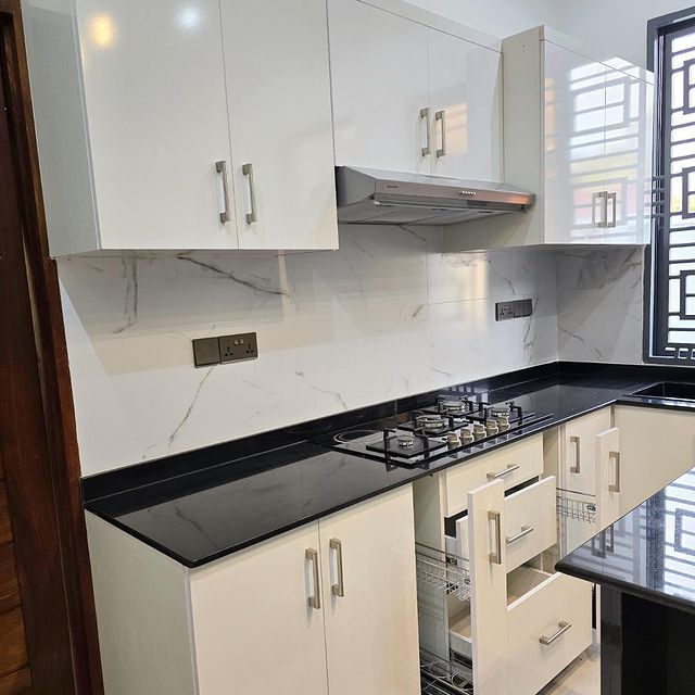 Takeer - MDF KITCHEN CABINETS
price 1,400,000/= per running meter
Book your site visit with us, 
Call us /