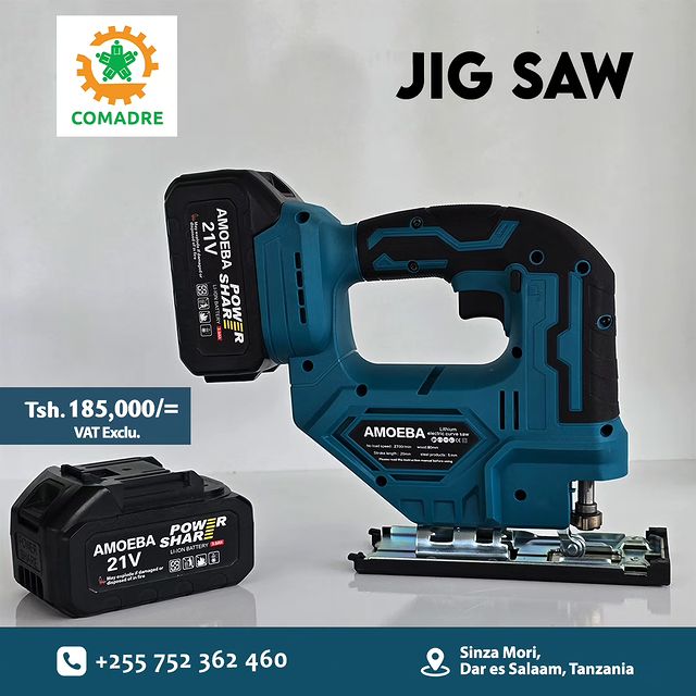 Takeer - Cordless  Jig Saw available in stock.

Price : Tsh. 185,000/=

Order yours now : 
For more info regard our products & services visit and follow us ...