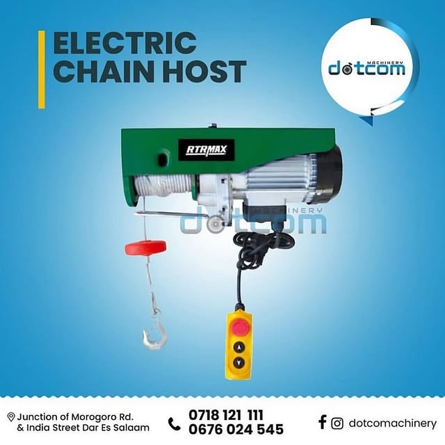 Takeer - ELECTRIC CHAIN HOIST.

Hii ni mashine ya uturuki hutumika sehemu za kazi mbalimbali kwaajili yakunyanyulia vitu vizito na inatumia umeme na zipo si...