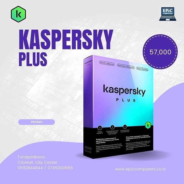 Takeer - Kaspersky Plus 1Device  1 Year License is now available @ 57,000 Tshs only! Kwa maelezo zaidi tupigie au 

Kaspersky Plus offers next-generation cy...