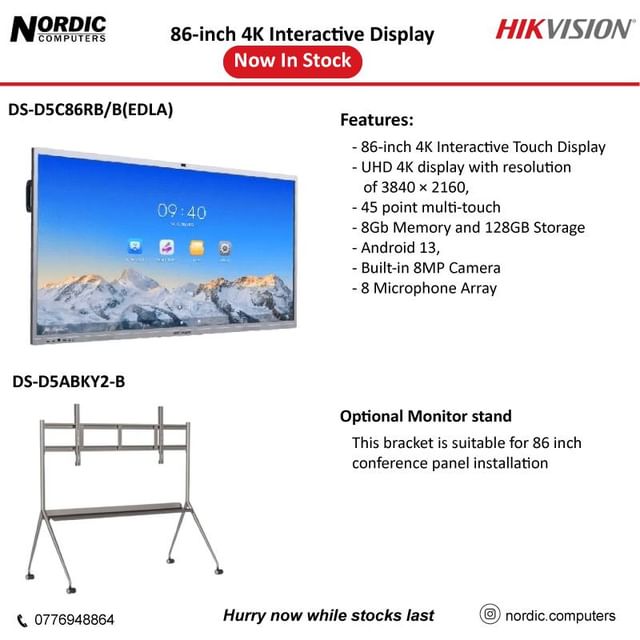 Takeer - Latest and newest HIK Vision Interactive Screens with camera and all kind of functionality. Come quick as stock runs out quickly. 

Team Nordic