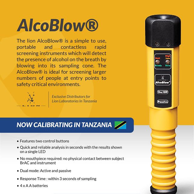 Takeer - Ensuring safety with precision! The Lion AlcoBlow® is now being calibrated in Tanzania. Quick, reliable, and contactless alcohol screening for safe...