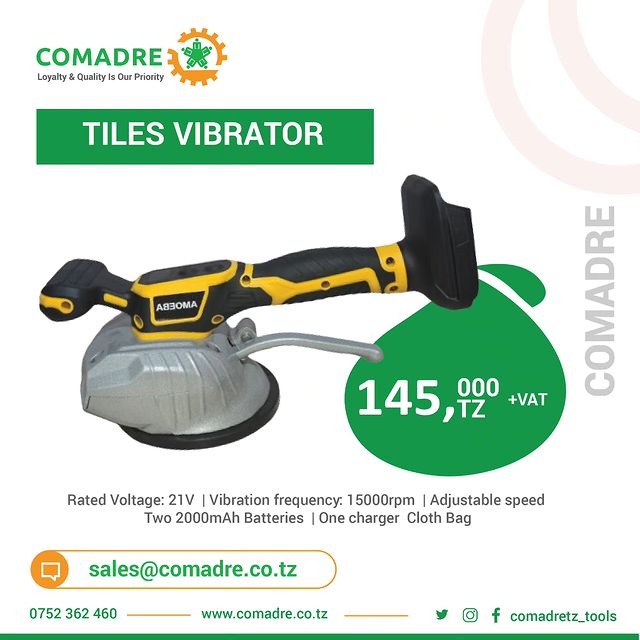 Takeer - Cordless Tile Vibrator now available in stock...

Price: Tsh. 145,000/= 

Order now 
For more info regarding others follow us     

              